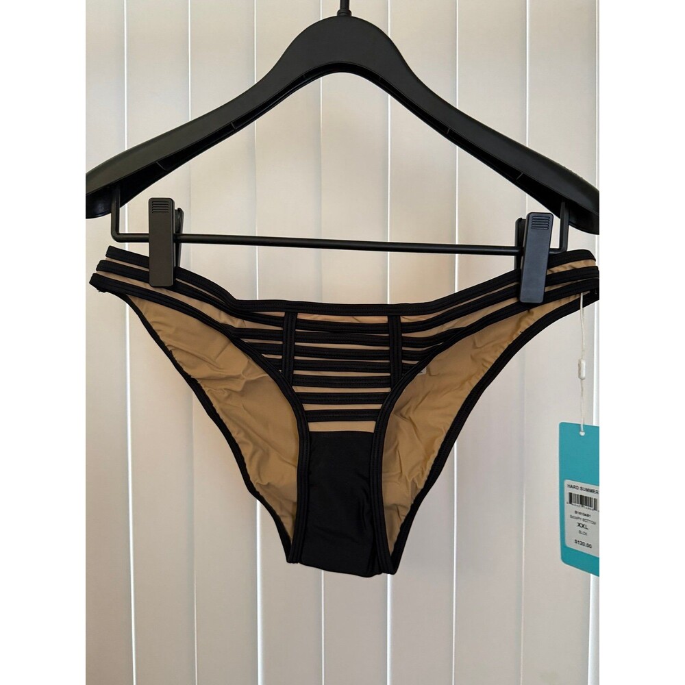 NWT Beach Bunny Hard Summer Skimpy Black Swimwear Bottom Size women Size 2XL